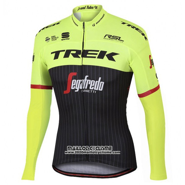 2017 Maillot Ciclismo Trek Segafredo Noir et Jaune Manches Longues et Cuissard
